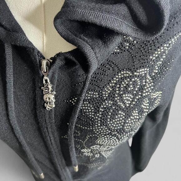 Ed-hardy Rhinestone Black Zip Up Hoodie - Picture 4 of 8